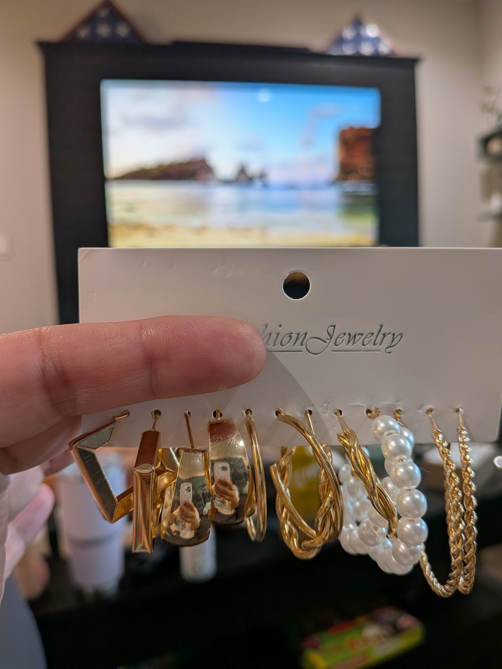 Fashion Jewelry Gold & Pearl Hoop Earring Set - Women